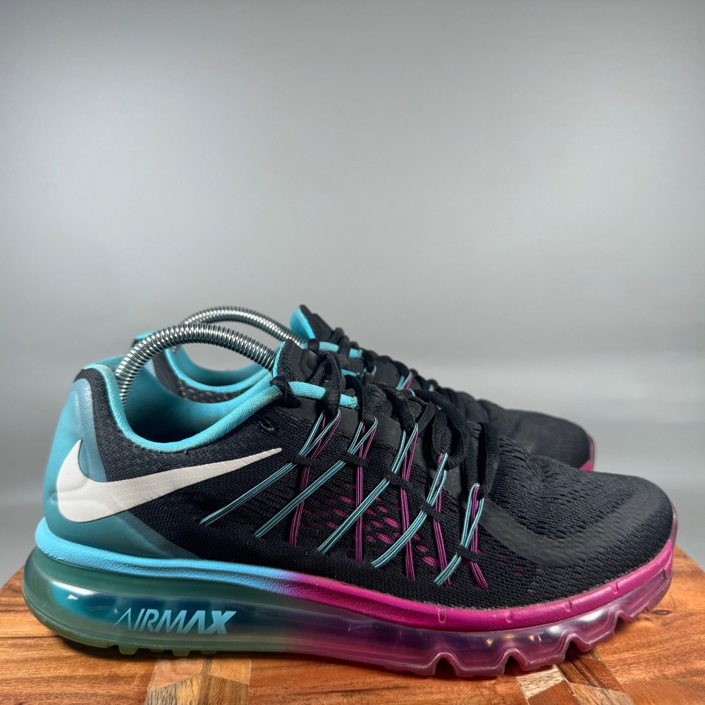 Nike Air Max 2015 Womens 10.5 Black Blue Pink Gradient Running Shoes 698903-004